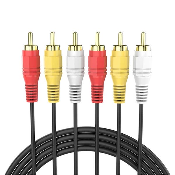 3x RCA-kabel Videokabel Hann AV-kabel 1,5m svart black