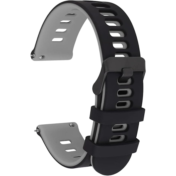Silikonarmband till klocka, Snabbspänne Sportklocka Ersättningsband, Universal Smart Watchband med Svart Rostfritt Stålspänne för Män Kvinnor