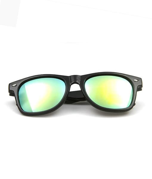 Retro Wayfarer Solbriller Sort Spejlglas Guld Sort black