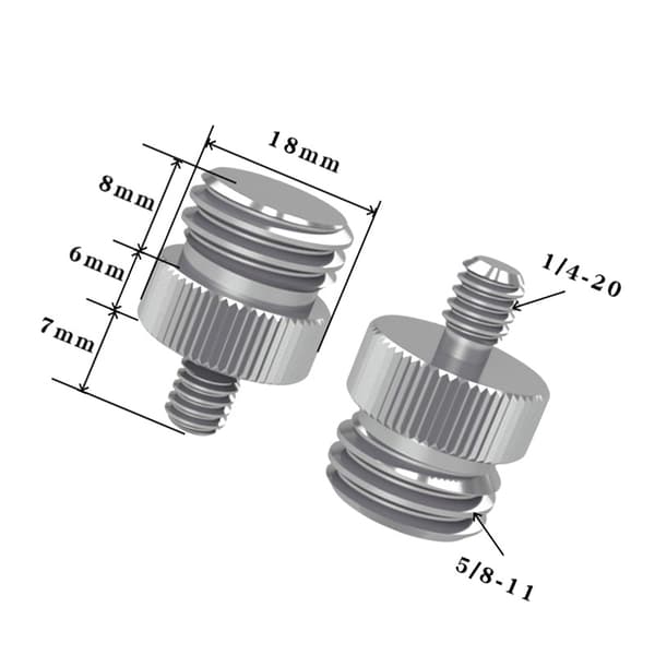 Stativadapter 1/4\"-20 til 5/8\"-11 - 5-pakning Sølv 1/4-20