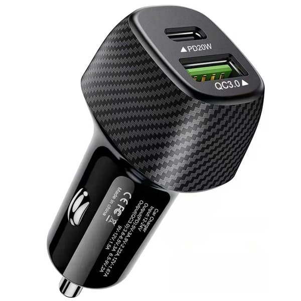 Billader 1x USB-A 18W, 1x USB-C PD 20W QC3.0 38W svart black