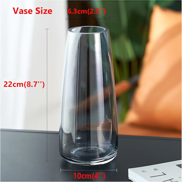 Modern Glasvas Iriserande Kristallklart Glasvas för Hemmakontorsinredning (Kristallgrå)