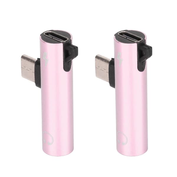 2 STK USB C til 3,5 mm Audio Adapter 2 i 1 Audio Opladning USB C til Audio Jack ABS USB C til AudioJack til Telefon Tablet Pink