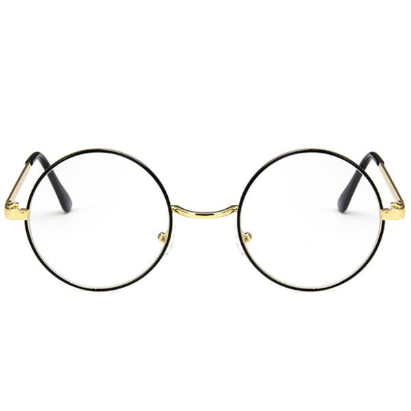 Sorte Gyldne Runde Briller Klare Linser Uden Styrke Klare Linser Guld gold