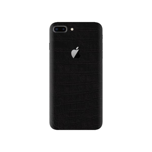 iPhone 7 8 Plus Krokodilleskind Beskyttende Plastik Skin Wrap Bagside Sort black