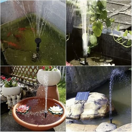 Soldrevet springvand | Vandpumpe til fuglebade og springvand sort black
