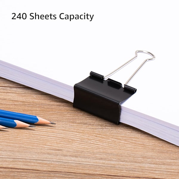 Amazon Papirclips, 48 stk. (4 pakker med 12), Stor, Sort