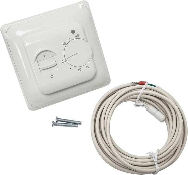 Manuelle termostater for gulvvarme 220V 16A, elektrisk gulvvarmekontroller med gulvsensorprobe hvit