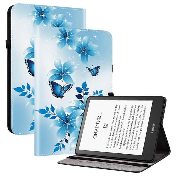 Läderfodral med mönster och kortfack för Amazon Kindle Paperwhite (2024)