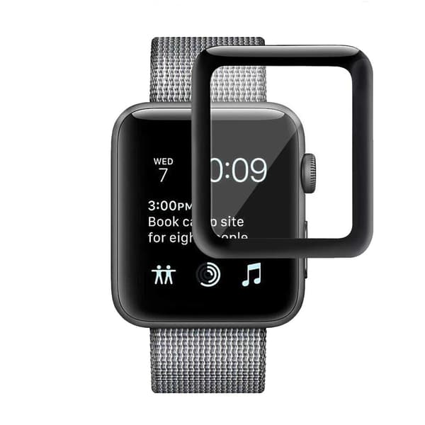 Full Coverage Skjermbeskytter Apple Watch 1/2/3 Skjermbeskytter 42mm Svart black