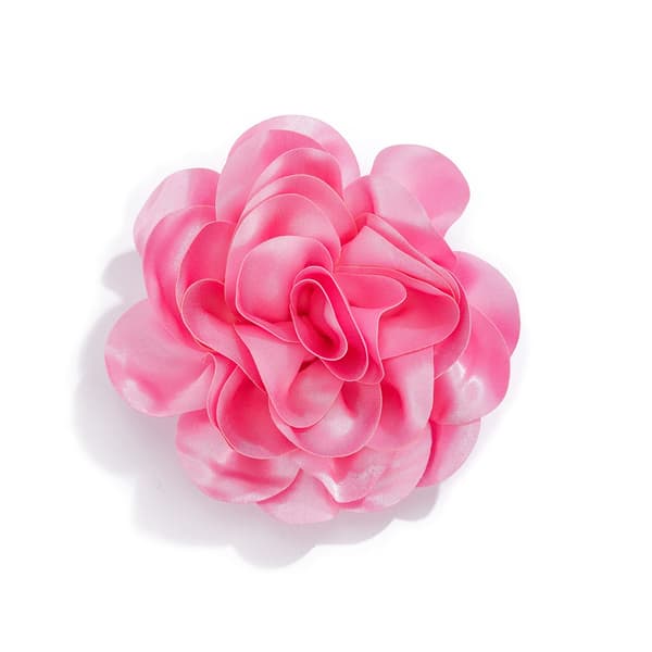 Luksuriøs broche med stor blomst i satin, pink Pink