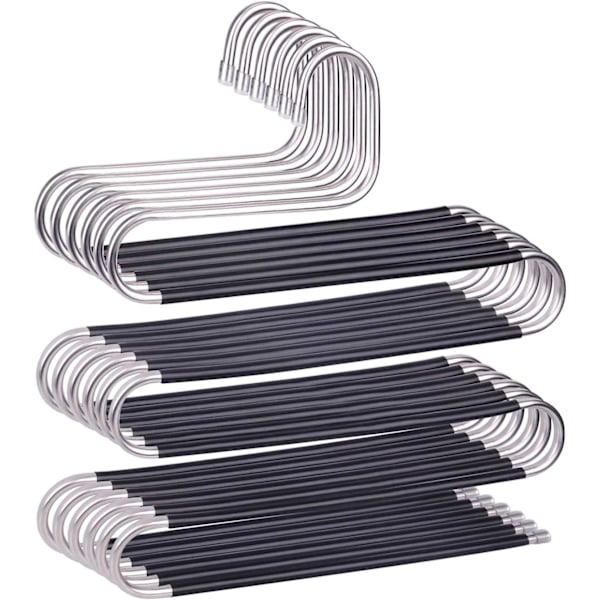 Hängare Utrymmesbesparande Halkfria 6-pack S-formade Klädhängare Rostfritt Stål Garderobsförvaring Organizer för Byxor Jeans Halsduk Hängande