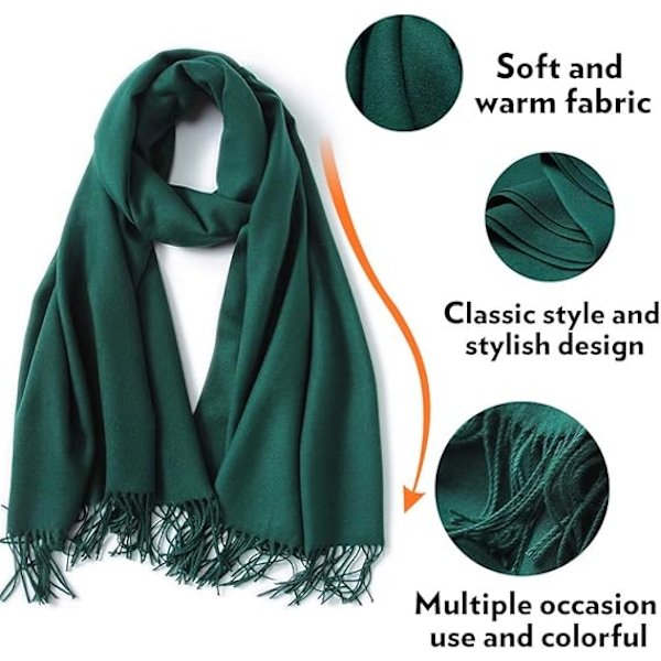 Sjal för kvinnor Pashmina Sjal Wrap Bröllop Festfilt Flickor Stor Mjuk Sjal green