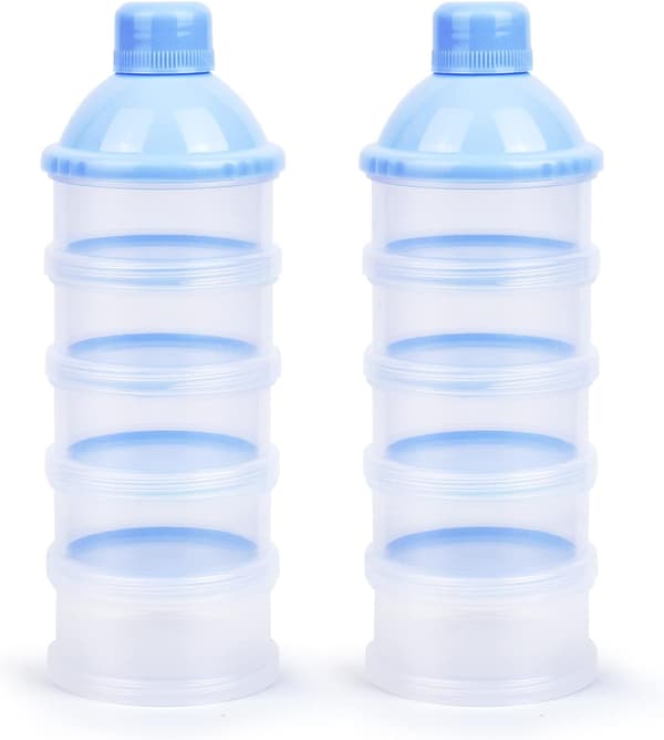 Melkedispenser, 2 STK Bærbar Melkepulverdispenser med 5 Rom Stablebare Bokser Egnet for Snacks