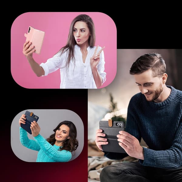 Samsung S24 Mobilskal - Läder Folio Flip Stötsäkert Skydd med Blockerande Kortfack Plånbok