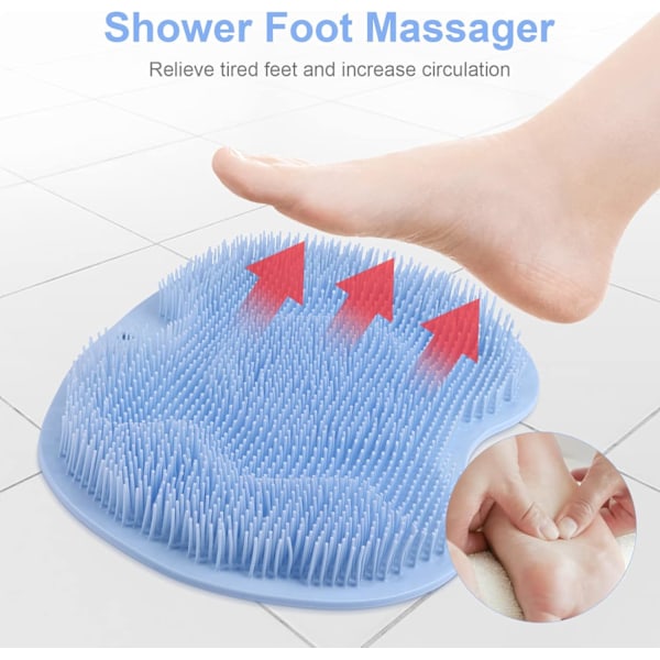 Duschfotsskrubbmatta, Halkfria Sugkoppar, Exfoliering, Spa, Minskar Fotvärk (Blå)