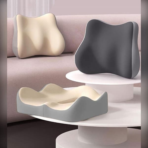 Tryckavlastande sittdyna och svankstödset - Ergonomiskt minnesskum för bekväm sittning Grå Grey