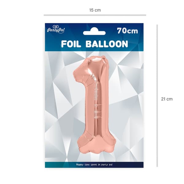 Folieballong Nummer 1 Rosegull 70 cm