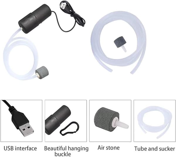 Akvarium Luftpumpe Mini USB Boblemaskin Akvarium Oksygenpumpe for Fisketank med Boblestein