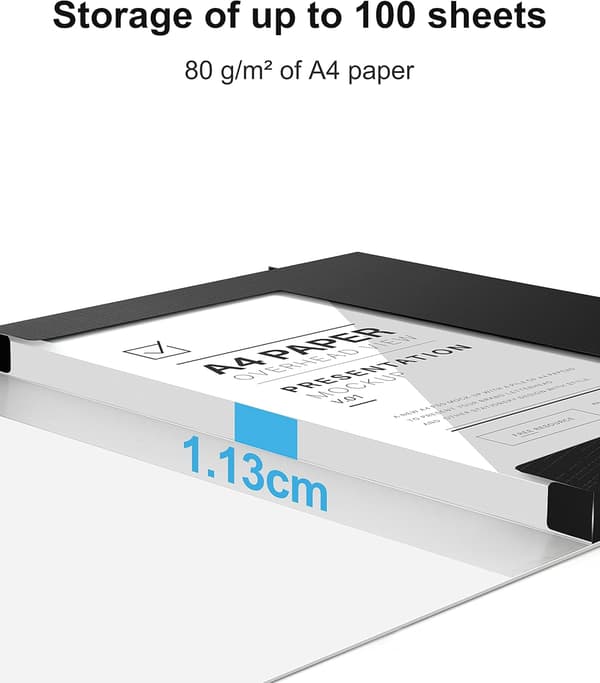 Pakke med 12 A4 kartonmapper med 3 flapper - 1,13 cm ryg, 350 g/m² karton, kartonlomme med flap og elastik - Sort