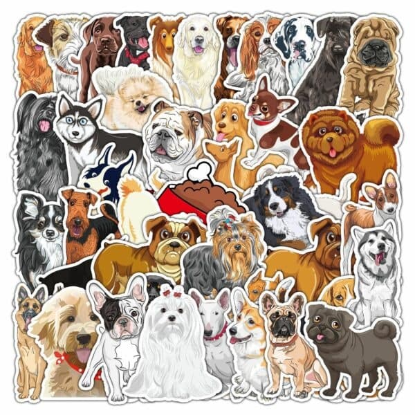 50-pakning hundeklistremerker flerfarget multicolor