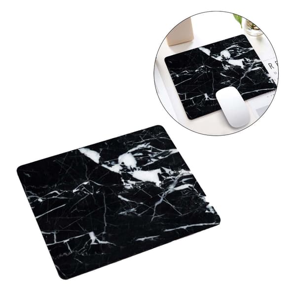 Blød musemåtte med print Sort Marmor 21x26cm sort black