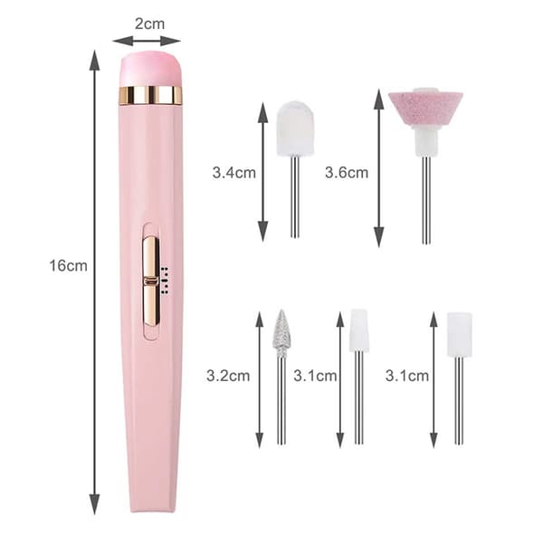 Elektrisk nagelfil - Elektrisk fil - 5 delar rosa pink