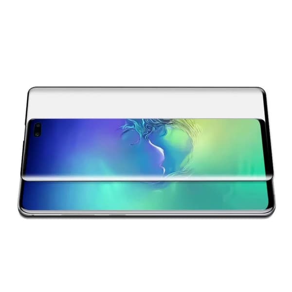 Galaxy S10 Plus Full Coverage HD Skärmskydd Kolfiber Härdat Glas svart black