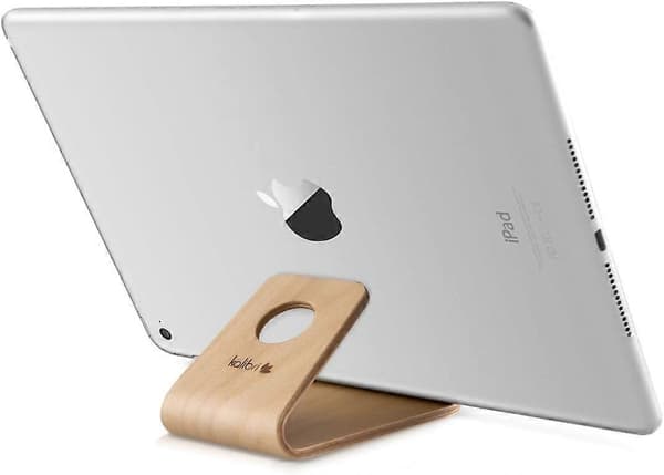 Telefonholder i træ - Universal birk smartphone- og tablet-holder i træ