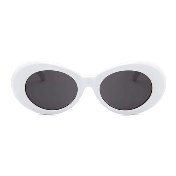 Hvite store runde retro solbriller svart glass hvit white