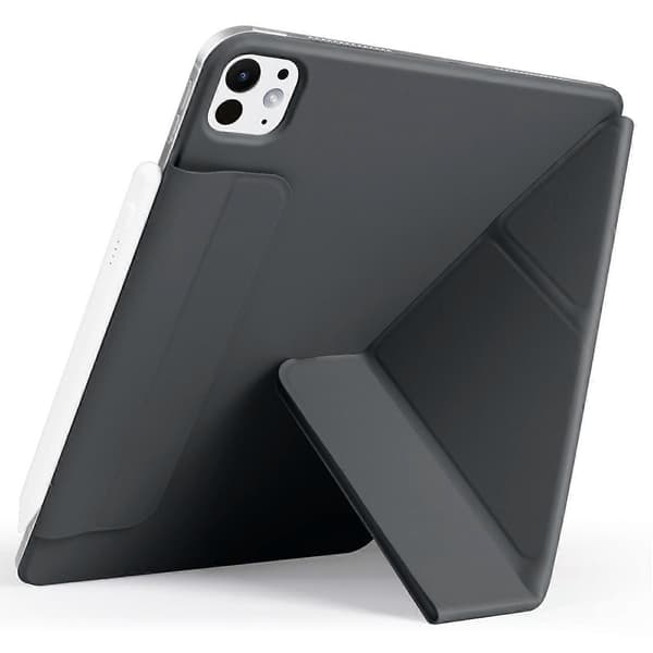 Etui til iPad Pro 13 (2024) PC+PU Læder Origami Stand Magnetisk Tablet Cover - Sort