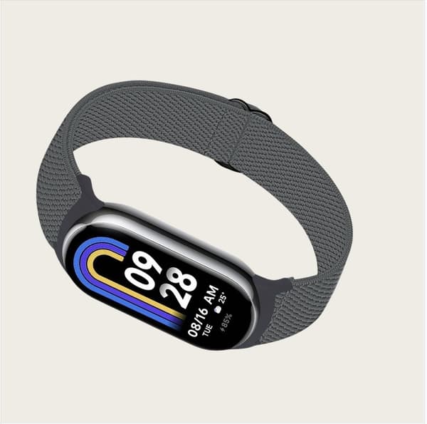 Elastisk nylonrem til Xiaomi 8/9 (14mm) Mørkegrå DarkGrey