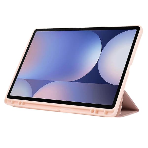 For Samsung Galaxy Tab S10+ Deksel med Pennholder Solid Farge Tri-Fold Stativ PU Lær+Nettbrettdeksel