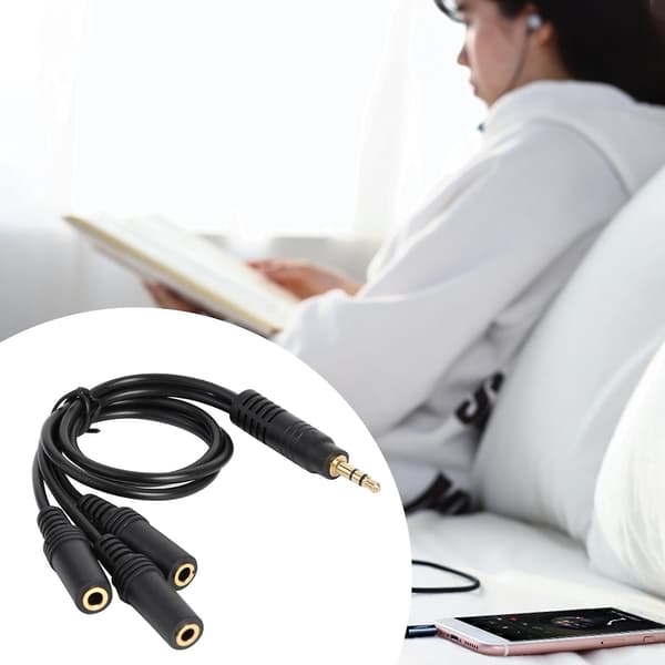 3 x Audio Forlængerkabel Universal 1 til 3 Vejs PVC 3.5mm 1 Han til 3 Hun Audio Splitter Adapter