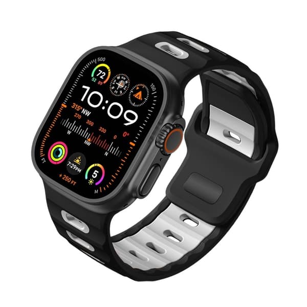 Stilfuld silikonerem til Apple Watch Series 1-10 Sort&Hvid Black&White