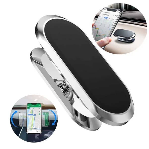 Universell 360 roterbar mobiltelefonholder med magnet sølv silver