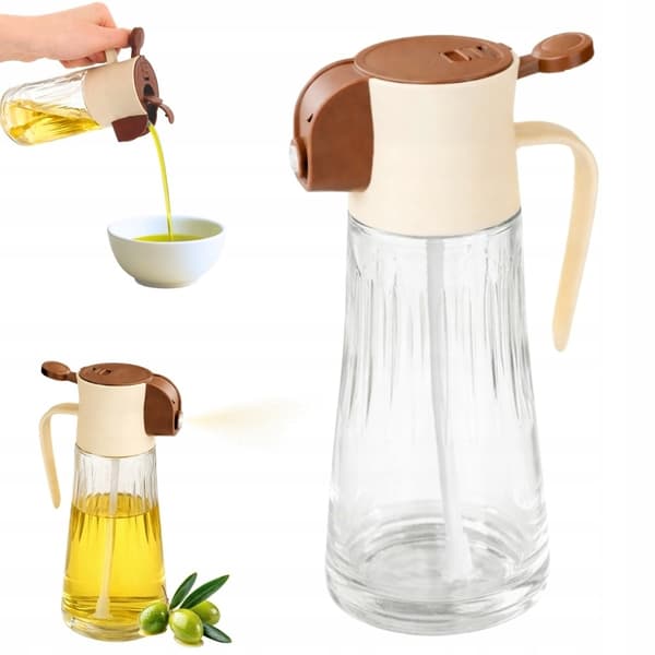 Oljesspray 2-i-1 380ml – Sprayflaska för Olja & Vinäger med Hällfunktion Glas