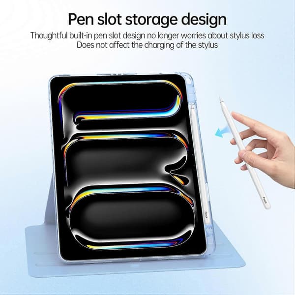 Etui til iPad Pro 13 (2024) PU Læder+Akryl+TPU Roterende Klar Tablet Cover Auto Vågn/Sov