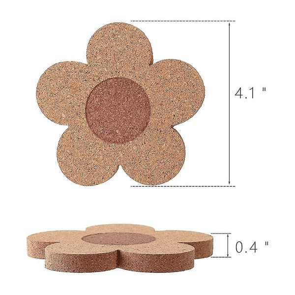 12 stk. Stilige coasters for drikke, absorberende og gjenbrukbart coastersett 10 cm kork blomsterformede coasters For-dwdz
