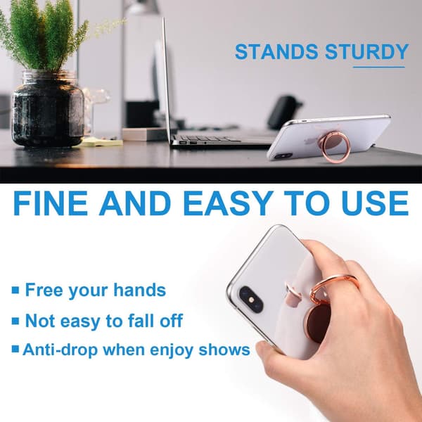 Fingerring Stand, Pakke med 4 Universal Tynde 360 Graders Rotations Telefonringe, Mobiltelefon Ringholder Stand
