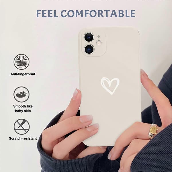 Kompatibel med iPhone 12 Cover, Simpelt Sødt Kærligheds-Hjerte-Hvid