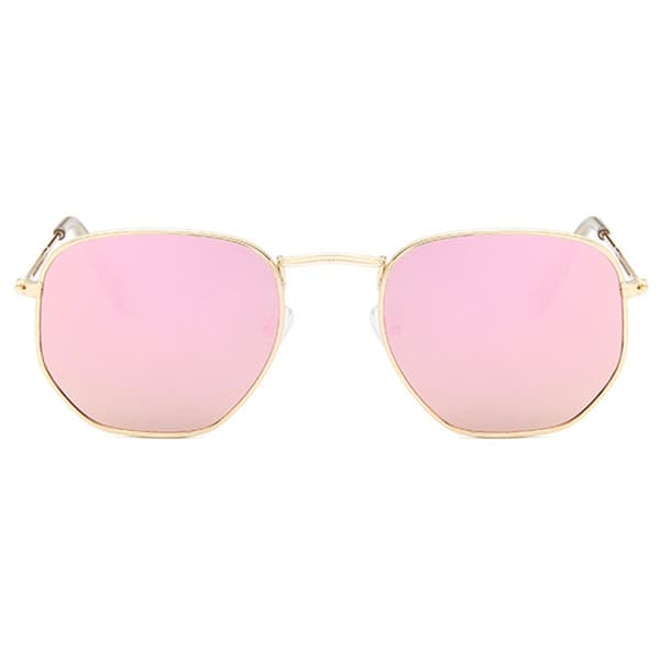 Runde solbriller Gull Rosa Speilglass silver