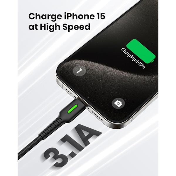 USB C Laddningskabel, [3-pack, 2m] USB A till USB C Kabel 3.1A Snabbladdning, Flätad Telefonladdare Typ C Kabel