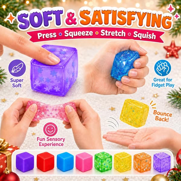 Joulukalenteri kuutio-squishy-lelut, värikäs squishy-stressikuutio