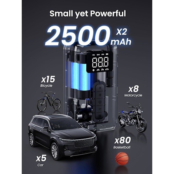 Däckpump Portabel Sladdlös Elektrisk Luftpump 150PSI Auto-Off Däckpump Digital Mätare för Exakta Tryckavläsningar