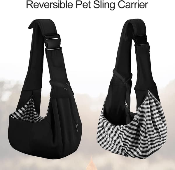 Vendbar Hunde Kat Sling Bærepose, Lille Hunde Bærepose, Justerbar Hunde Sling, Håndfri Cross Body Bærepose med Halsbåndskrog