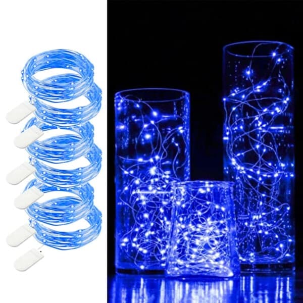 6-pack 1m Mini LED Ljusslinga Batteridriven Blå blue