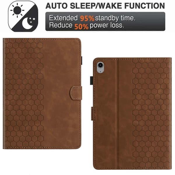 Fodral för iPad mini (2024)/mini (2021) Honeycomb-tryckt läder surfplattafodral med kortplats