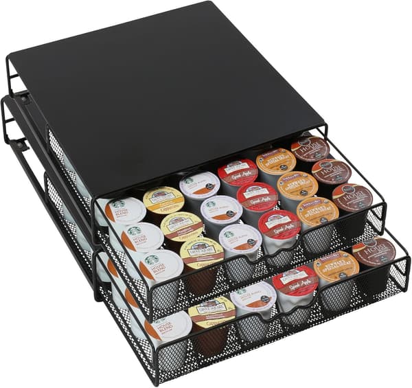 Holder Skuffe til Opbevaring af 36 Kaffepuder, Sort