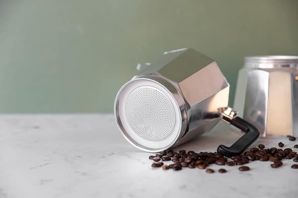 150 ml aluminium espressokoker, tre kopper, sølv